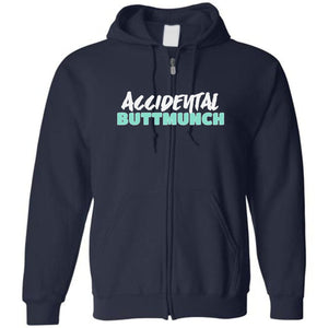 Accidental Buttmunch Unisex Zip Hoodie - Navy / S