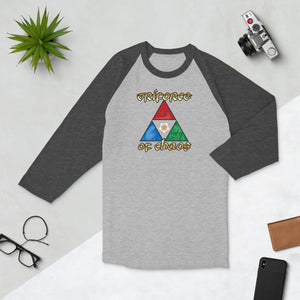 Arkenholdt Triforce of Chaos Unisex Premium 3/4 Sleeve Raglan - Heather Grey/Heather Charcoal / XS