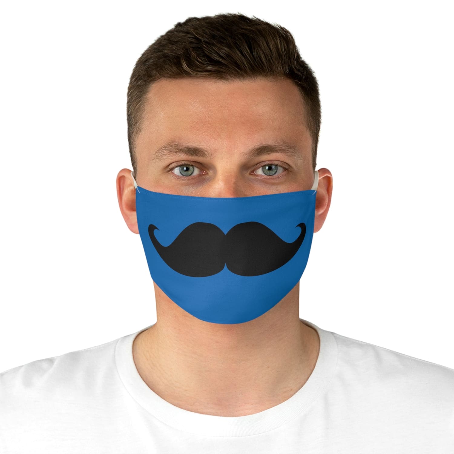 Blue Mustache Fabric Face Mask - One size - Accessories