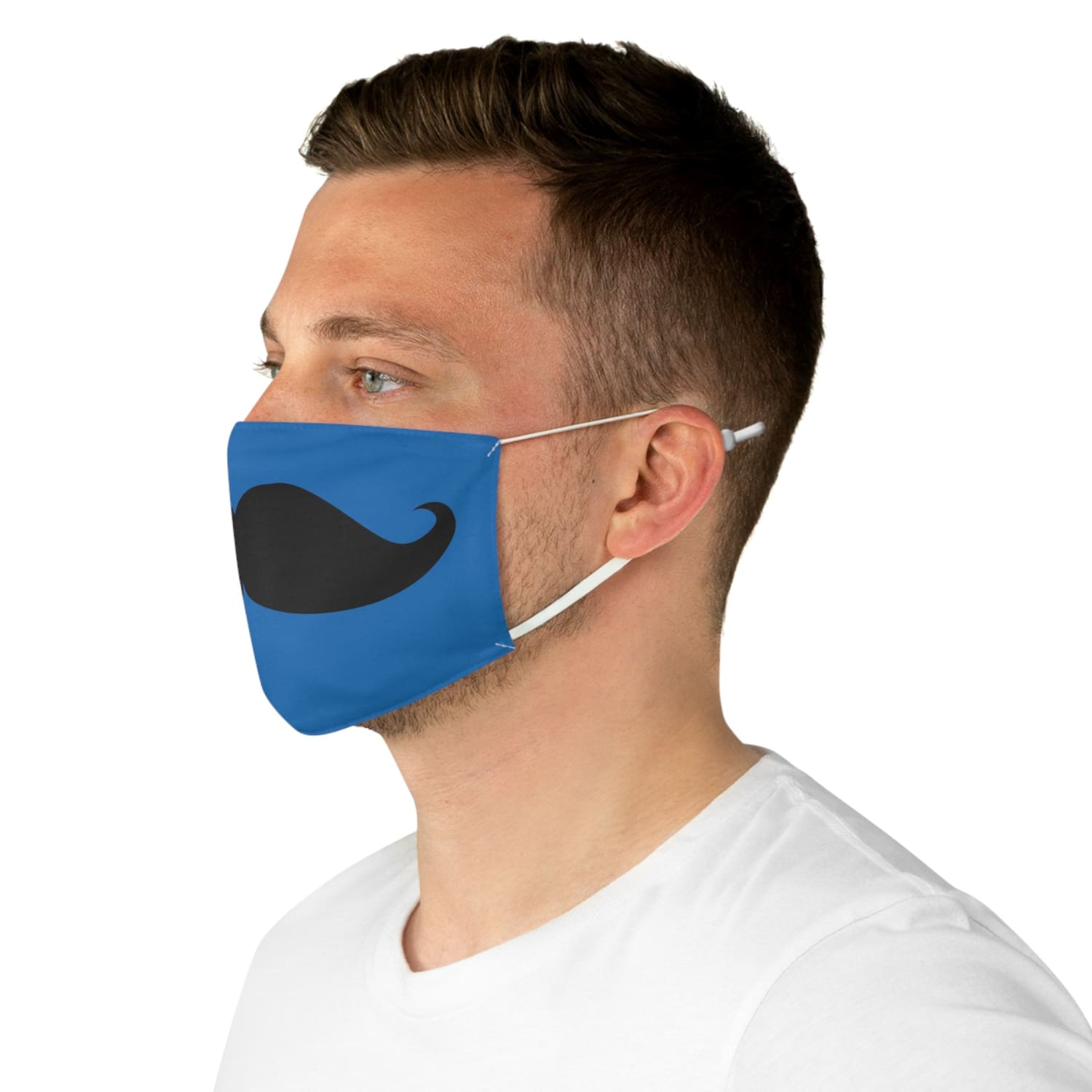 Blue Mustache Fabric Face Mask - One size - Accessories