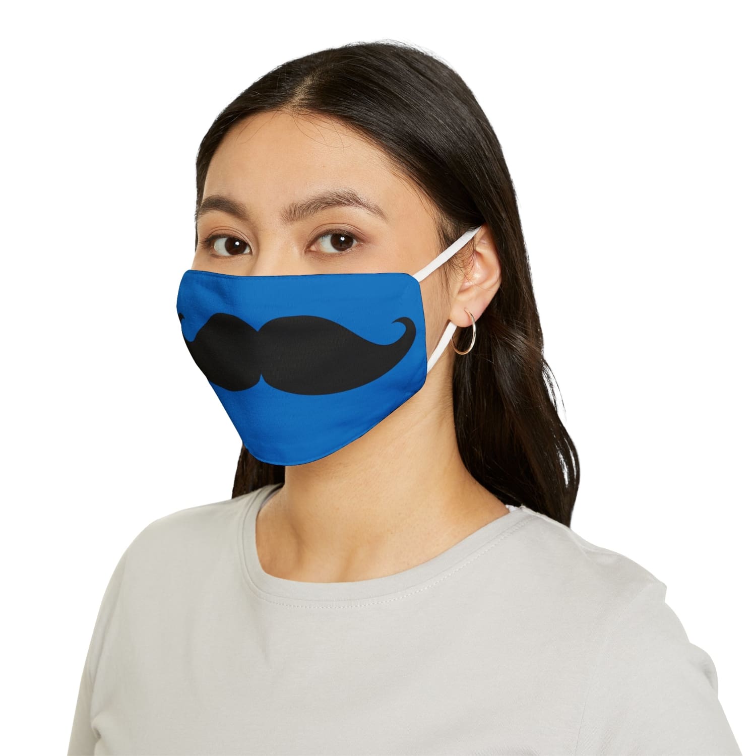 Blue Mustache Snug-Fit Fabric Face Mask - 7.3’’ × 4.5’’ - Accessories