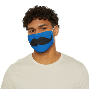 Blue Mustache Snug-Fit Fabric Face Mask - 7.3’’ × 4.5’’ - Accessories