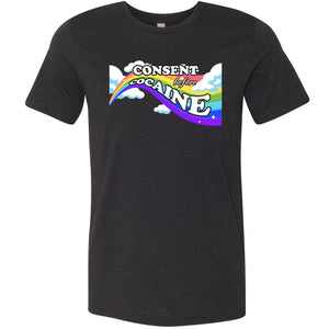 Consent before Cocaine Unisex Premium Tee - Black Heather / XS