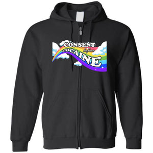 Consent before Cocaine Unisex Zip Hoodie - Black / S