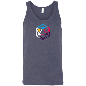 D20 Critcal Pride Polyam Pride Unisex Premium Tank - Heather Navy / S