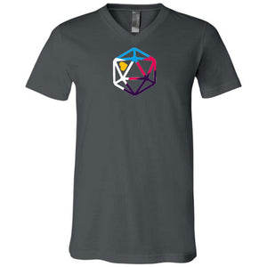 D20 Critcal Pride Polyam Pride Unisex Premium V-Neck Tee - Asphalt / S