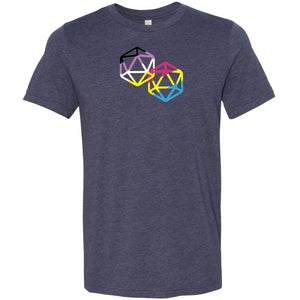 D20 Critical Pride Advantage Non-Binary Pan Pride Unisex Premium Tee - Heather Midnight Navy / XS