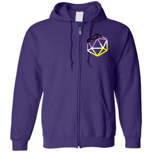 D20 Critical Pride Non-Binary Pride Unisex Zip Hoodie - Purple / S