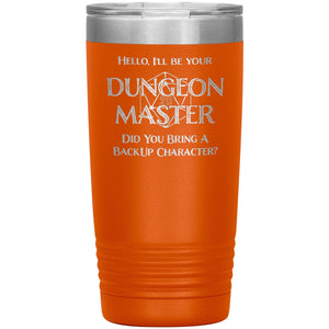 Dungeon Master DM Backup 20oz Vacuum Tumbler - Orange - Tumblers