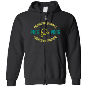 Emotional Damage Ping Pong World Champion Alt Unisex Zip Hoodie - Black / S