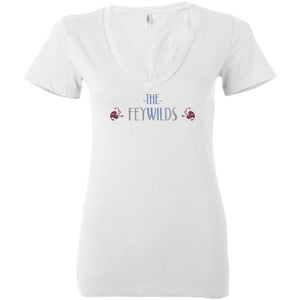 Feywilds Winter Court Womens Premium Deep V - Neck Tee - White / S