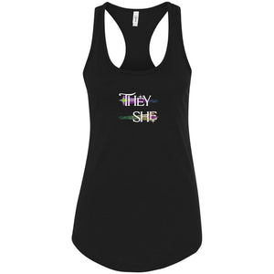 Pronoun Wishing Star They She Womens Premium Racerback Tank - Black / XS
