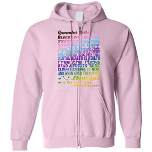 Remember Folks Updated Unisex Zip Hoodie - Light Pink / S