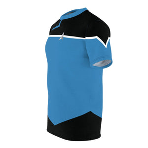 Trek Uniform Tee Lower Decks - Sciences Blue Unisex AOP All Over Prints