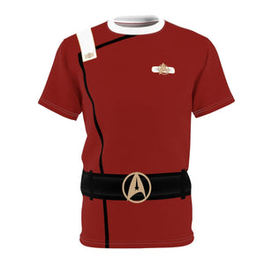Trek Uniform Tee Movie - Command White - Unisex AOP Tee - Monster Maroon - White stitching / 4 oz. / S - All Over Prints