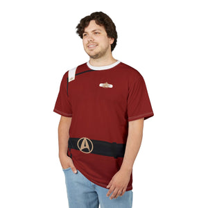 Trek Uniform Tee Movie - Command White - Unisex AOP Tee - Monster Maroon - All Over Prints