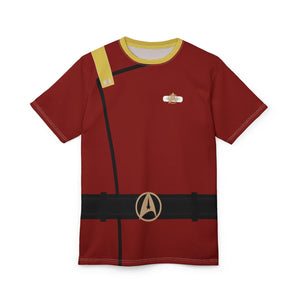 Trek Uniform Tee Movie - Operations Gold - Unisex AOP Tee - Monster Maroon - All Over Prints