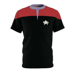 Trek Uniform Tee Voyager - Command Red - Unisex AOP Tee - Black stitching / 4 oz. / S - All Over Prints
