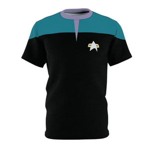 Trek Uniform Tee Voyager - Sciences Blue - Unisex AOP Tee - Black stitching / 4 oz. / S - All Over Prints