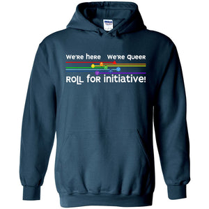 We’re Here We’re Queer Unisex Pullover Hoodie - Legion Blue / S