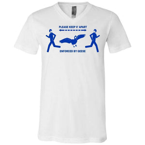6 Feet of Geese Light Unisex Premium V-Neck Tee - White / S