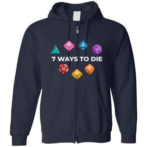 7 Ways To Die Dark Unisex Zip Hoodie - Navy / S