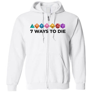 7 Ways To Die Light Unisex Zip Hoodie - White / S