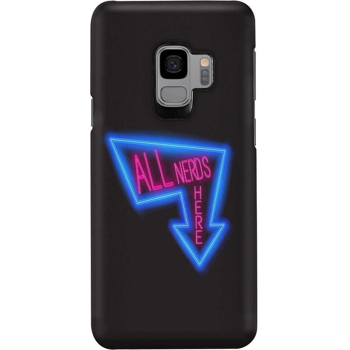 All Nerds Here Neon Logo Phone Case - Snap * iPhone * Samsung * - Samsung Galaxy S9 Case / Gloss / All Nerds Here