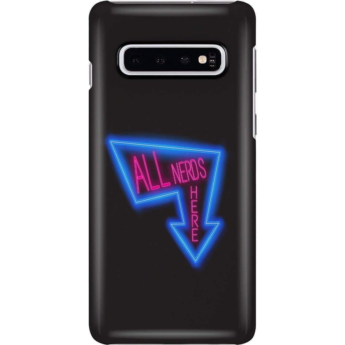 All Nerds Here Neon Logo Phone Case - Snap * iPhone * Samsung * - Samsung Galaxy S10 Case / Gloss / All Nerds Here
