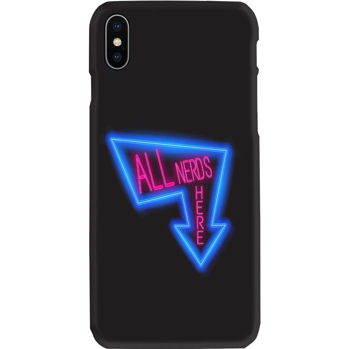 All Nerds Here Neon Logo Phone Case - Snap * iPhone * Samsung * - iPhone X Case / Gloss / All Nerds Here
