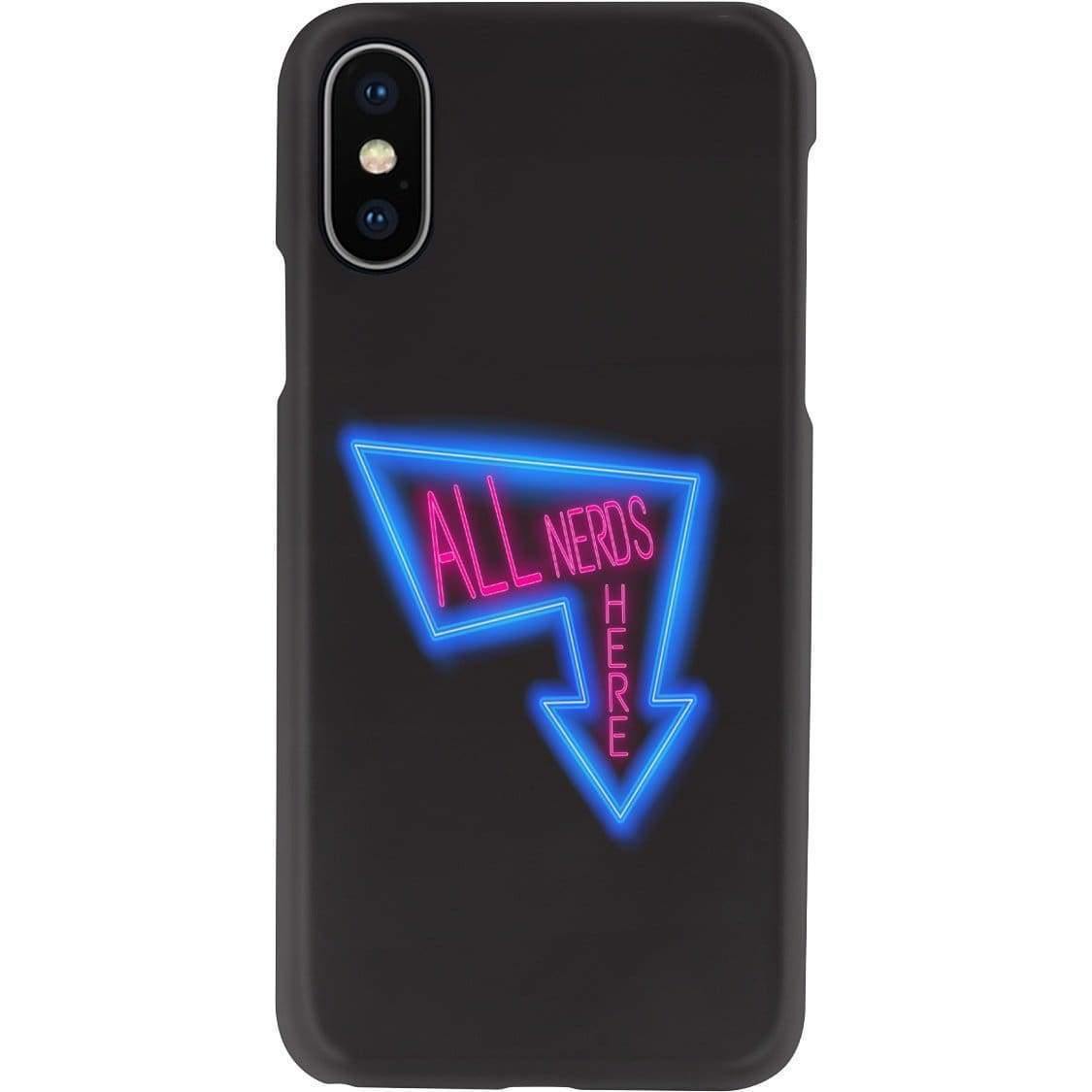 All Nerds Here Neon Logo Phone Case - Snap * iPhone * Samsung * - iPhone XS Case / Gloss / All Nerds Here