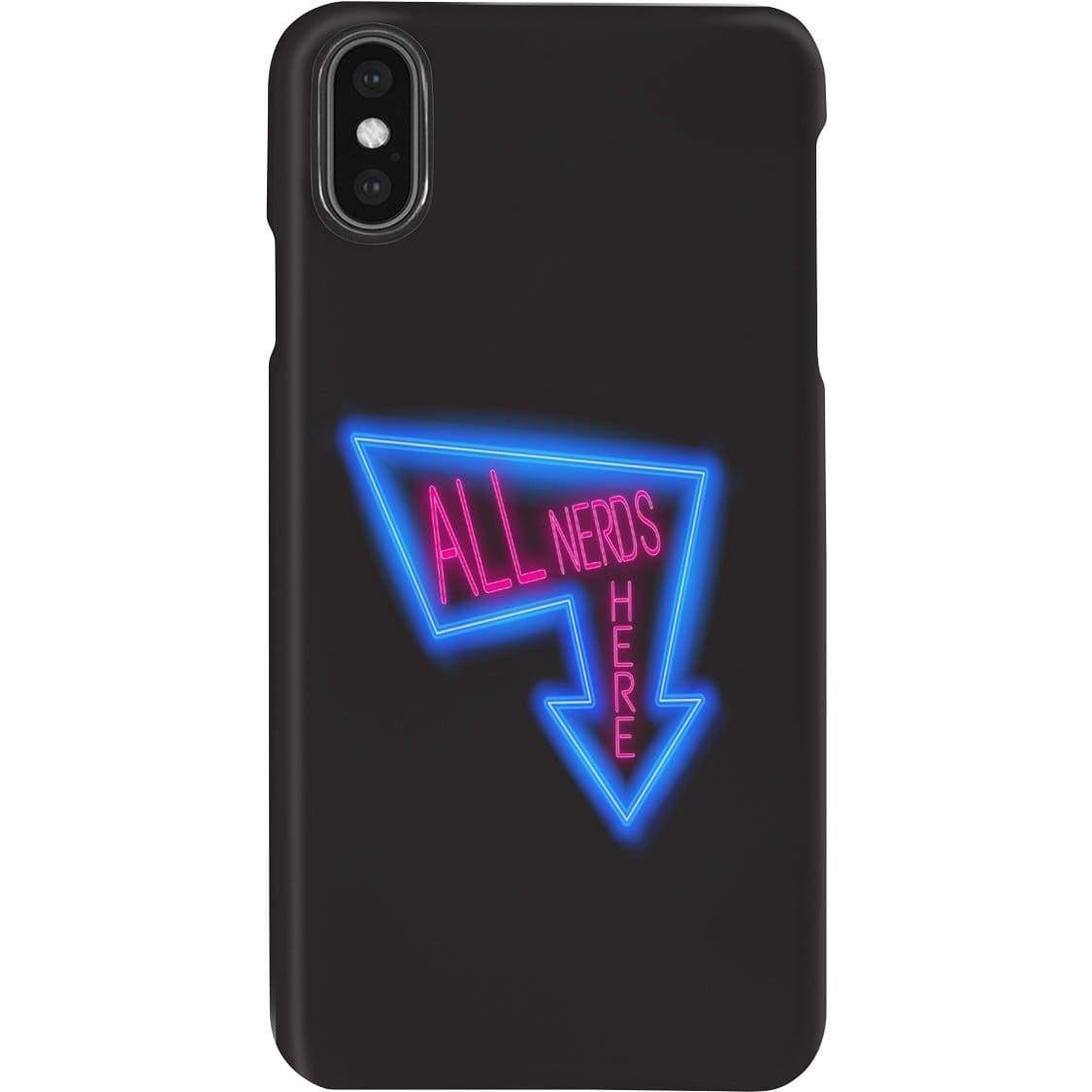 All Nerds Here Neon Logo Phone Case - Snap * iPhone * Samsung * - iPhone XS Max Case / Gloss / All Nerds Here