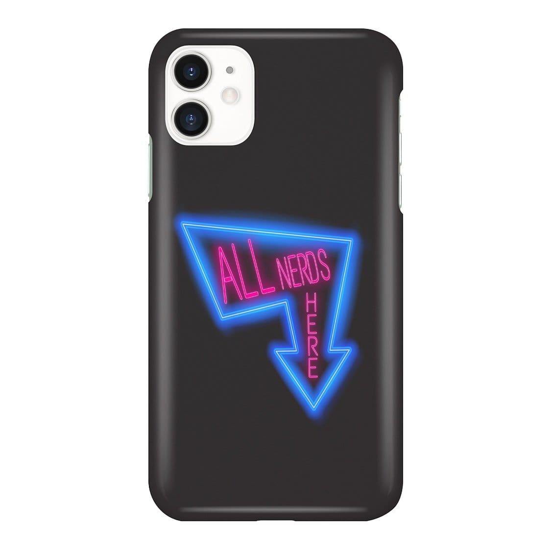 All Nerds Here Neon Logo Phone Case - Snap * iPhone * Samsung * - iPhone 11 Case / Gloss / All Nerds Here