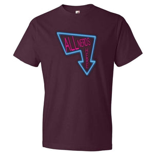 All Nerds Here Neon Logo TS Mens Premium Tee - Maroon / S