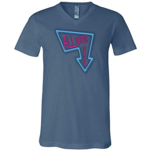 All Nerds Here Neon Logo TS Unisex Premium V-Neck Tee - Steel Blue / S