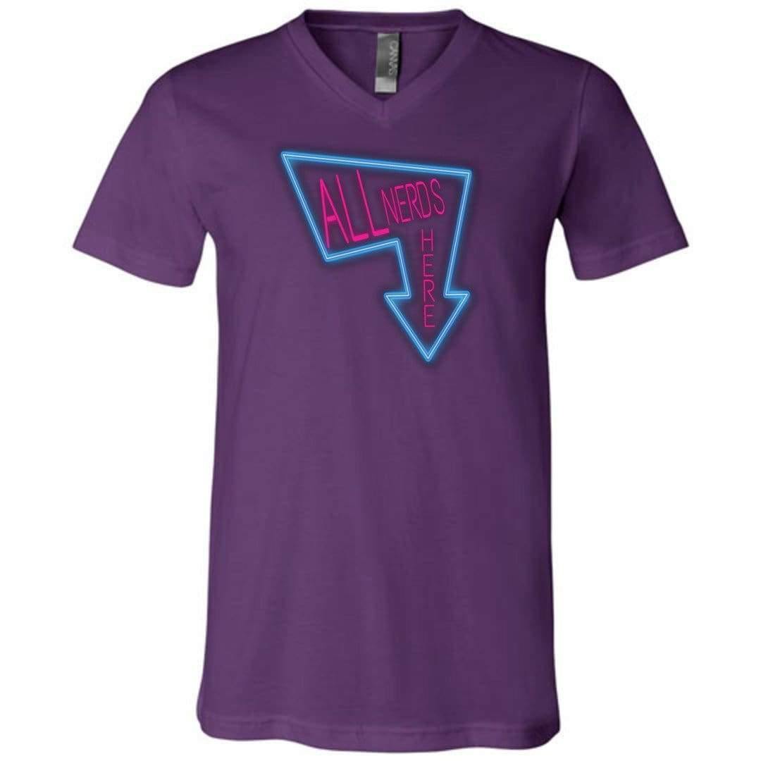 All Nerds Here Neon Logo TS Unisex Premium V-Neck Tee - Team Purple / S