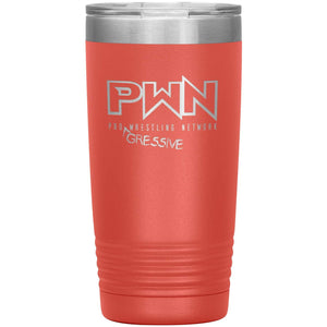 All Nerds Here PWN Progressive Logo 20oz Vacuum Tumbler - Coral - All Nerds Here