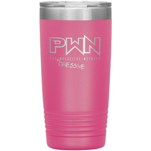 All Nerds Here PWN Progressive Logo 20oz Vacuum Tumbler - Pink - All Nerds Here
