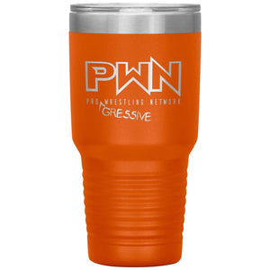 All Nerds Here PWN Progressive Logo 30oz Vacuum Tumbler - Orange - All Nerds Here