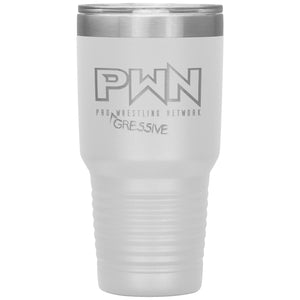 All Nerds Here PWN Progressive Logo 30oz Vacuum Tumbler - White - All Nerds Here