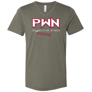 All Nerds Here PWN Progressive Logo TS Unisex Premium V-Neck Tee - Military Green / S