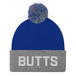Butts Pom-Pom Beanie / Toque - Royal/ Heather Grey