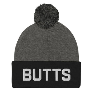 Butts Pom-Pom Beanie / Toque - Dark Heather Grey/ Black