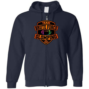 Chatty Fam Brute Force Glomping Orange Unisex Zip Hoodie - Navy / S