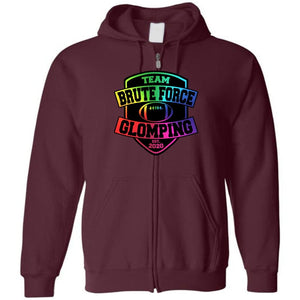 Chatty Fam Brute Force Glomping Rainbow Unisex Zip Hoodie - Maroon / S