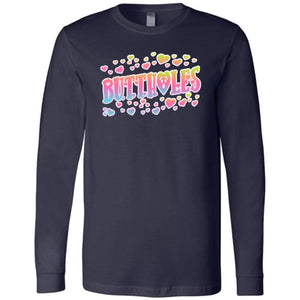 Chatty Fam Buttholes & Hearts Unisex Premium Long Sleeve Tee - Navy / S
