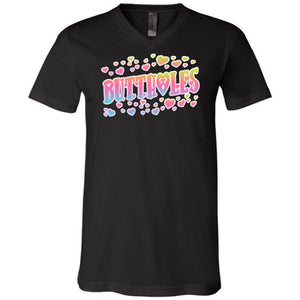 Chatty Fam Buttholes & Hearts Unisex Premium V-Neck Tee - Black / S
