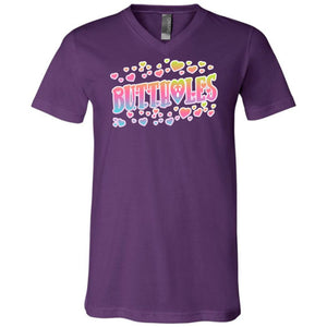 Chatty Fam Buttholes & Hearts Unisex Premium V-Neck Tee - Team Purple / S