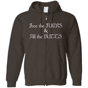 Chatty Fam Free the FUCKS & All the BUTTS Unisex Zip Hoodie - Dark Chocolate / S