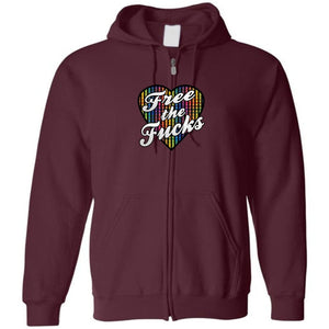 Chatty Fam Free The Fucks with love TS Unisex Zip Hoodie - Maroon / S